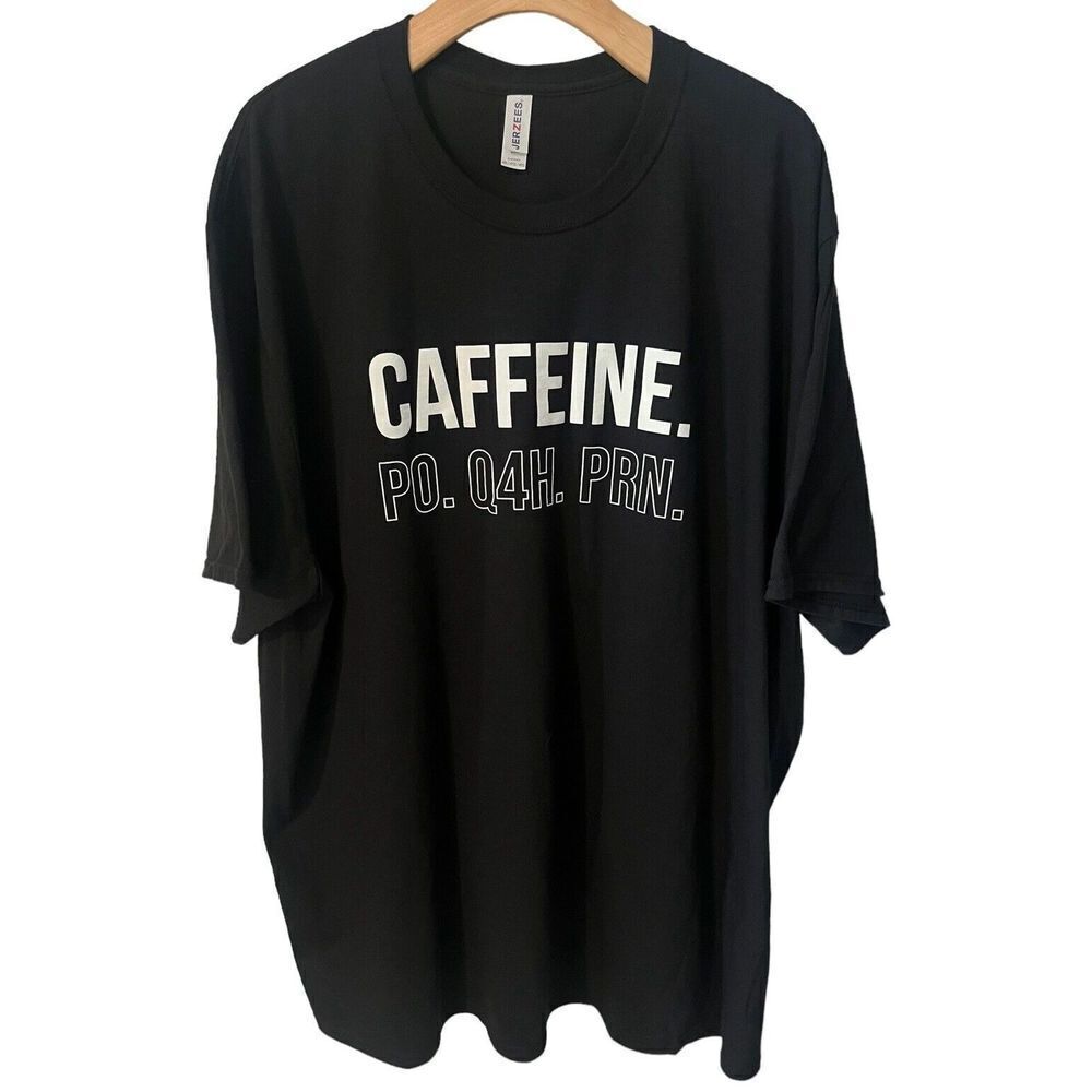 Caffeine T Shirt Mens Size 4XL Black White Jerzees Tee